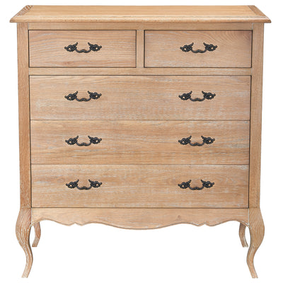 Bali Tallboy 5 Chest of Drawers Storage Cabinet Oak