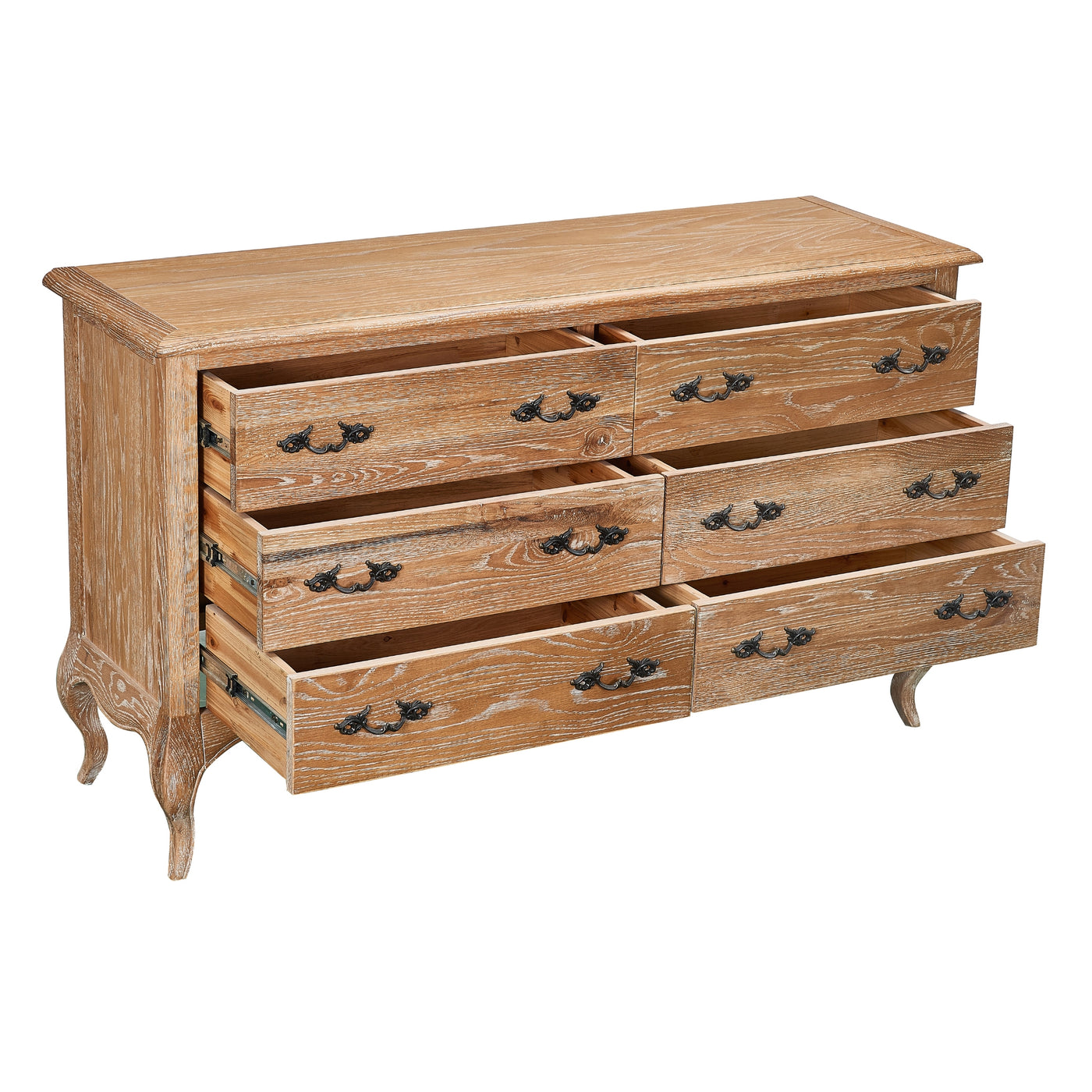 Bali Dresser 6 Chest of Drawers Storage Cabinet Oak