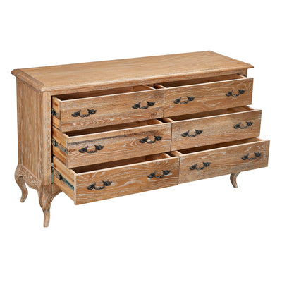 Bali Dresser 6 Chest of Drawers Storage Cabinet Oak