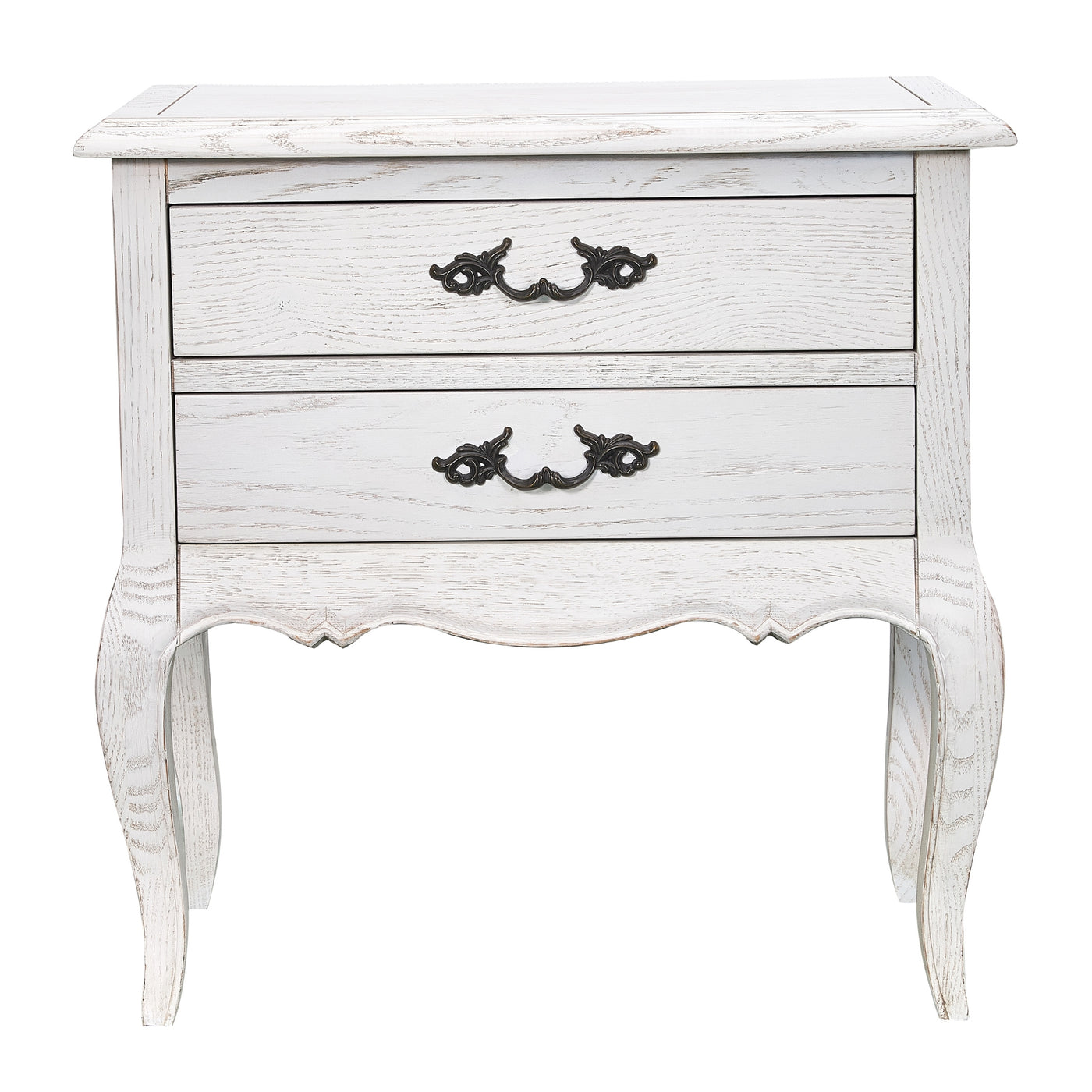 Alice Bedside Table 2 Drawers Storage Cabinet Side End Tables Distressed White