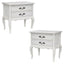 Alice 2pc Set Bedside 2 Drawers Storage Cabinet Side End Table Distressed White