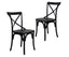 Rustica 2pc Set Dining Chair X-Back Solid Timber Wood Seat Black