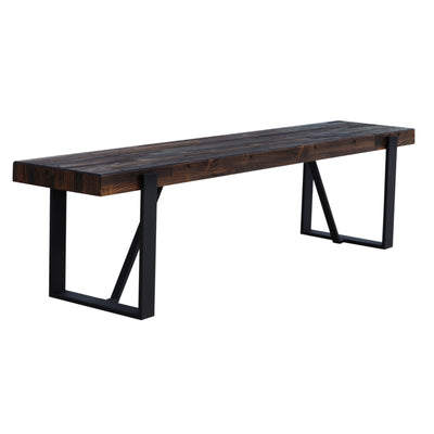 Rustica 150cm Seat Bench with Metal Leg Pine Wood Top Black