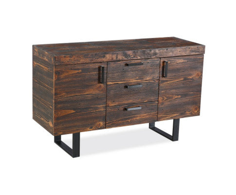 Rustica 150cm Buffet Table Cabinet Solid Pine Wood 3 Drawer 2 Door Black