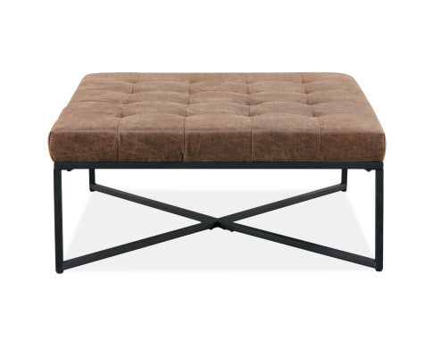 Chelsea Fabric Square Ottoman Footstool Bench Dark Brown