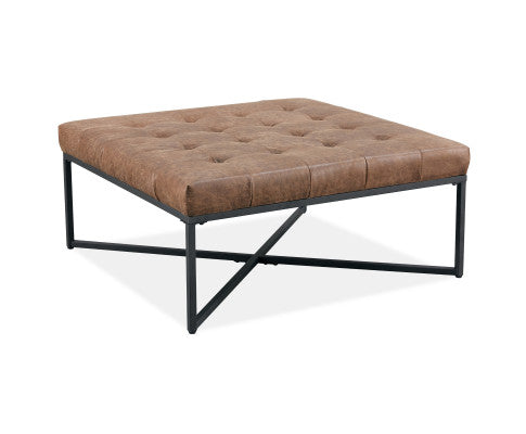 Chelsea Fabric Square Ottoman Footstool Bench Dark Brown