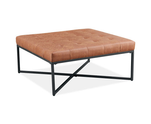 Chelsea Fabric Square Ottoman Footstool Bench Light Brown