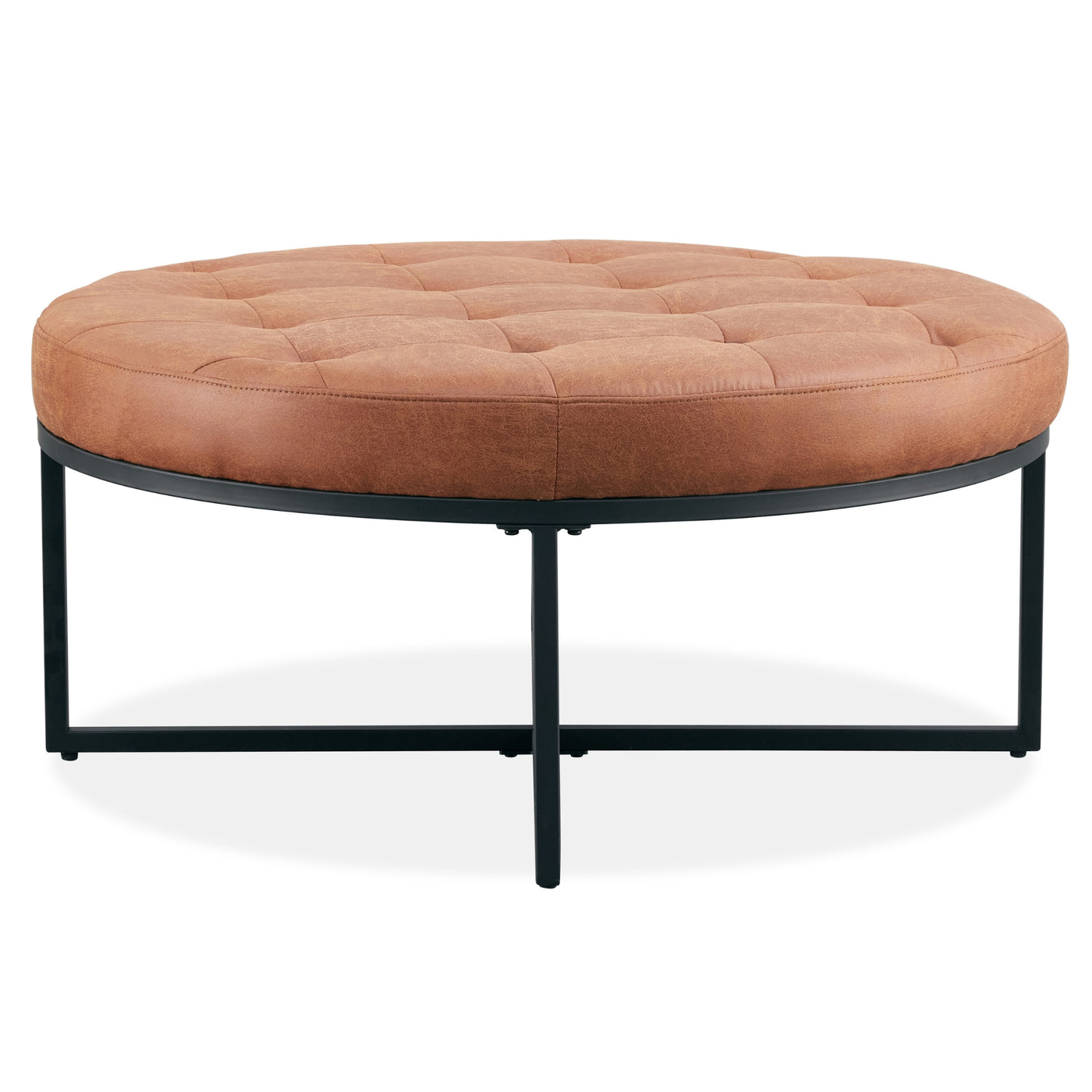 Chelsea Round Ottoman Footstool Bench Light Brown