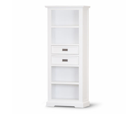 Laelia Bookshelf Bookcase 4 Tier Solid Acacia Wood Coastal Furniture - White