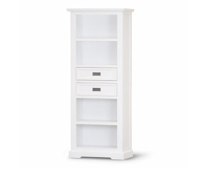 Laelia Bookshelf Bookcase 4 Tier Solid Acacia Wood Coastal Furniture - White