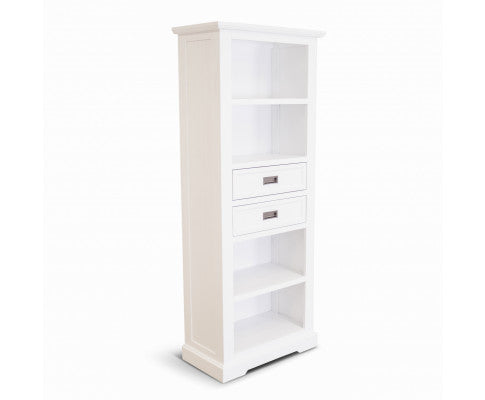 Laelia Bookshelf Bookcase 4 Tier Solid Acacia Wood Coastal Furniture - White