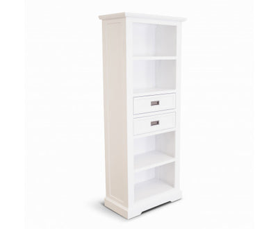 Laelia Bookshelf Bookcase 4 Tier Solid Acacia Wood Coastal Furniture - White