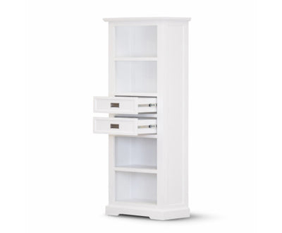 Laelia Bookshelf Bookcase 4 Tier Solid Acacia Wood Coastal Furniture - White