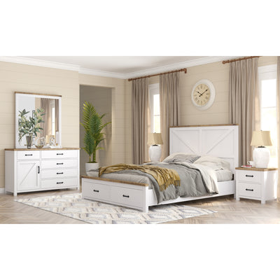 Grandy 5pc King Bed Suite Bedside Dresser Bedroom Furniture Package White Brown