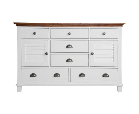 Virginia Dresser Mirror 7 Chest of Drawers Solid Wood Tallboy Cabinet - White