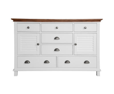 Virginia Dresser Mirror 7 Chest of Drawers Solid Wood Tallboy Cabinet - White