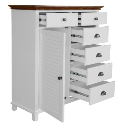 Virginia Tallboy 6 Chest of Drawers Solid Pine Wood Bed Storage Cabinet - White