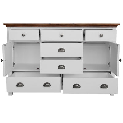 Virginia Dresser 7 Chest of Drawers Solid Wood Tallboy Cabinet - White