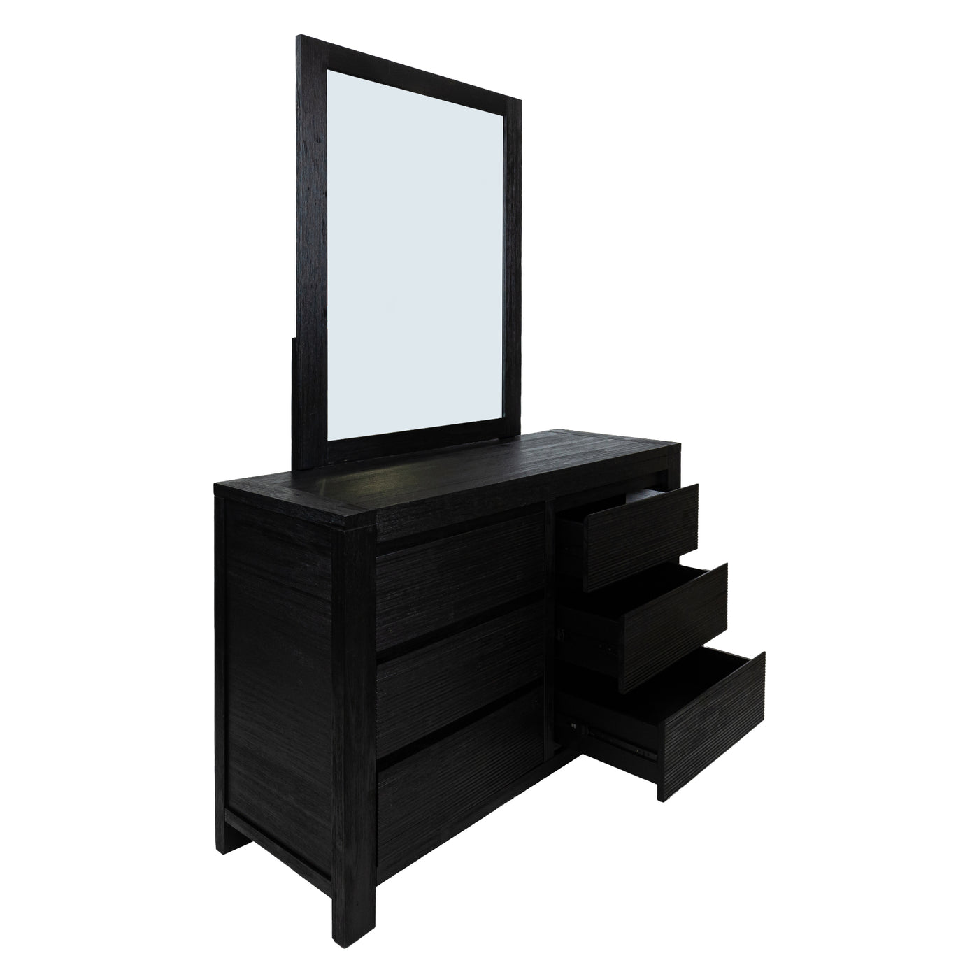 Tofino 4pc Bedside Dresser Mirror Bedroom Drawers Set Nightstand Cabinet - Black