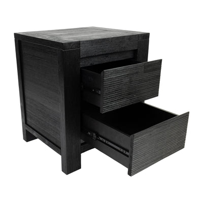 Tofino Set of 2 Bedside Tables 2 Drawers Storage Cabinet Side End Table - Black