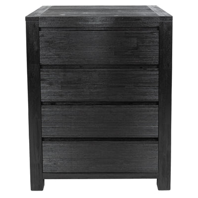 Tofino Tallboy 4 Chest of Drawers Solid Acacia Wood Bed Storage Cabinet - Black