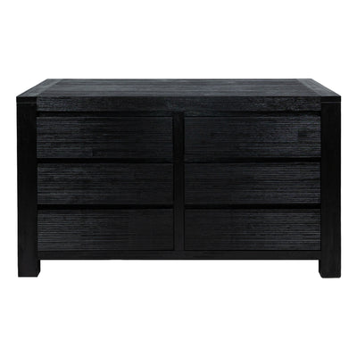 Tofino Dresser 6 Chest of Drawers Solid Wood Bedroom Storage Cabinet - Black