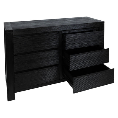 Tofino Dresser 6 Chest of Drawers Solid Wood Bedroom Storage Cabinet - Black