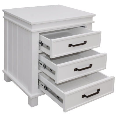 Lily Bedside Tables 3 Drawers Storage Cabinet Nightstand - White