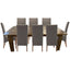 Aksa 9pc Dining Set 210-310cm Extension Timber Wood Table 8 Grey Fabric Chair