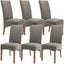 Aksa Fabric Upholstered Dining Chair Set of 6 Solid Pine Wood Furniture - Grey