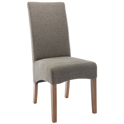 Aksa Fabric Upholstered Dining Chair Set of 8 Solid Pine Wood Furniture - Grey