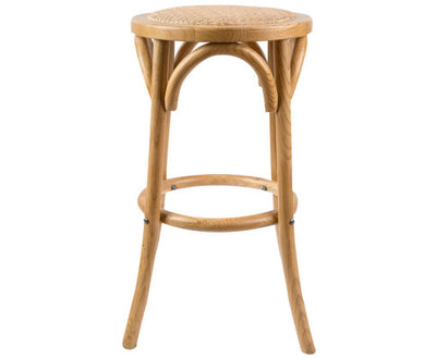 Aster Round Bar Stools Dining Stool Chair Solid Birch Timber Rattan Seat - Oak