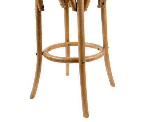 Aster Round Bar Stools Dining Stool Chair Solid Birch Timber Rattan Seat - Oak