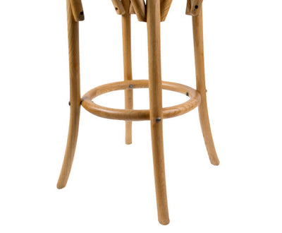 Aster Round Bar Stools Dining Stool Chair Solid Birch Timber Rattan Seat - Oak