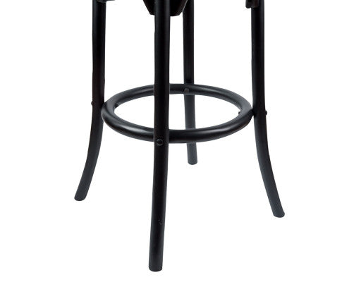 Aster Round Bar Stools Dining Stool Chair Solid Birch Timber Rattan Seat Black