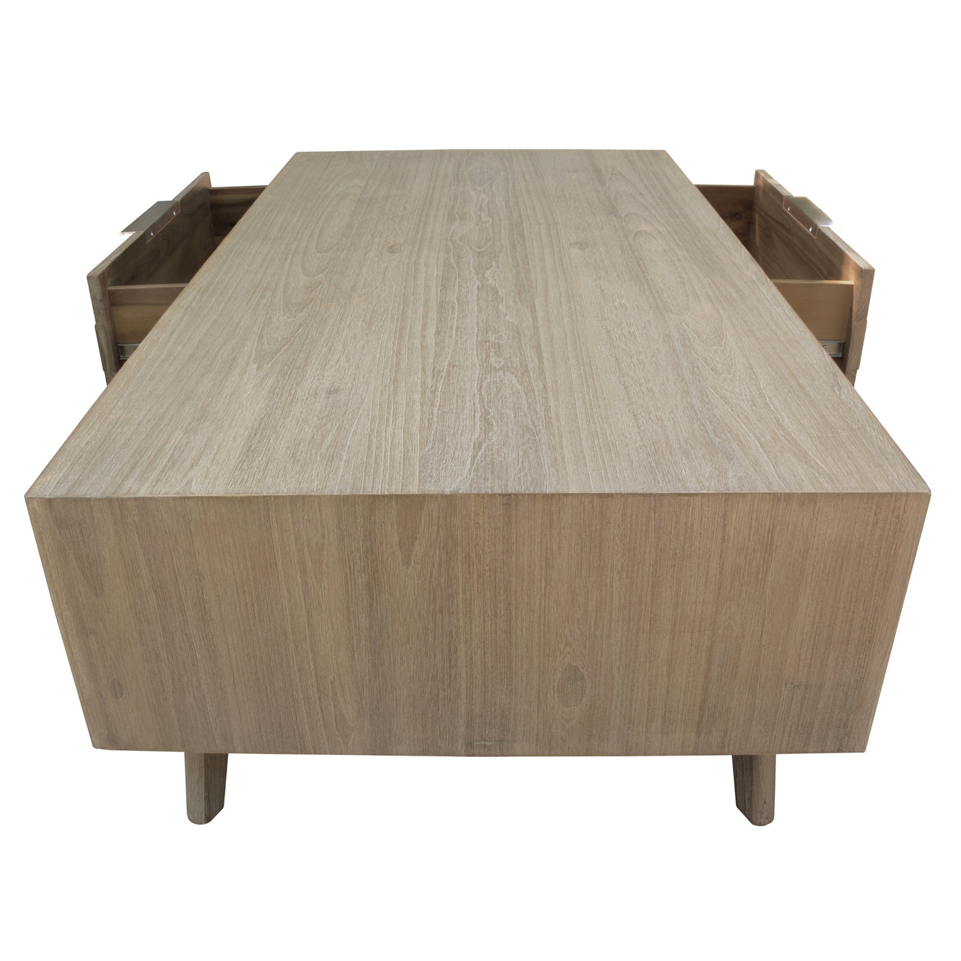 Tyler 130cm Coffee Table 2 Drawer Solid Acacia Timber Brushed Smoke