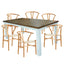 Norah 7pc Dining Set Table 180cm Solid Acacia Wood Natural Wishbone Chair