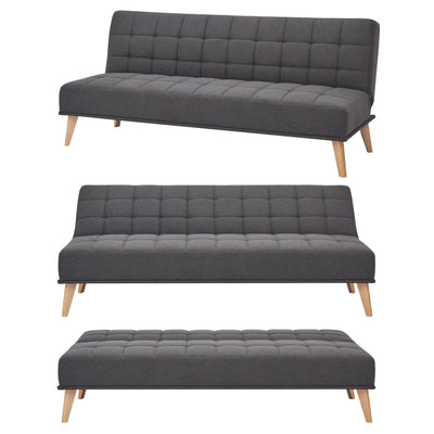 Brando 3 Seater Sofa Futon Bed Fabric Lounge Couch - Charcoal