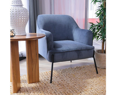 Leah Fabric Armchair Occasional Accent Arm Chair Blue