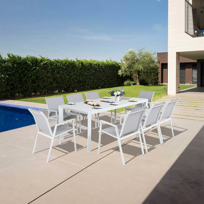 Iberia 178cm Aluminium Outdoor Dining Table White