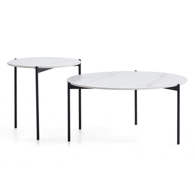 Interior Ave - Bianco Nested Coffee Table Set - White Marble Stone