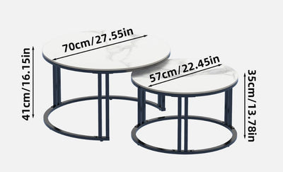 Interior Ave - Premier Nested Coffee Table Set - White Marble Stone