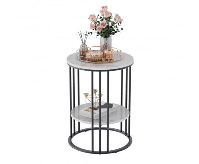 Interior Ave - Cleo Black Two Shelf Stone Side Table