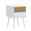 Oslo Bedside Table with 2 Drawer in White & Natural