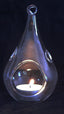 25 Bulk Pack of Hanging Clear Glass Tealight Candle Holder Tear Drop Pear Shape - 12cm High - Terrarium Plant Mini Garden Holder Decor