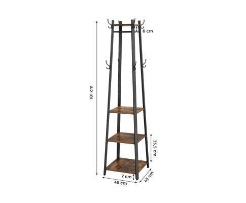 VASAGLE Coat Rack with 3 Shelves