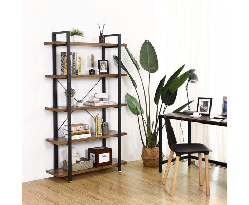 VASAGLE Bookshelf 5-Tier Industrial Stable Bookcase