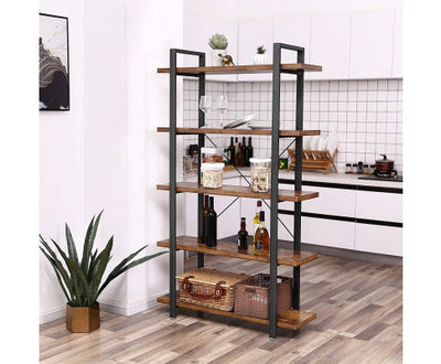 VASAGLE Bookshelf 5-Tier Industrial Stable Bookcase