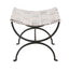 Small Black Dining Bench Seat with Woven Stainless Steel Top