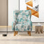 Armchair High back Lounge Accent Chair Designer Printed Fabric Upholstery with Wooden Leg